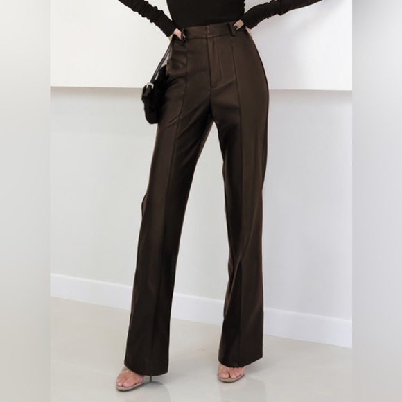 Commense Pants - COMMENSE High Waist Faux Leather Pants
COLOR - Dark Brown Size Small NWT